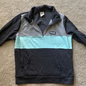 PINK quarter zip sweatshirt.